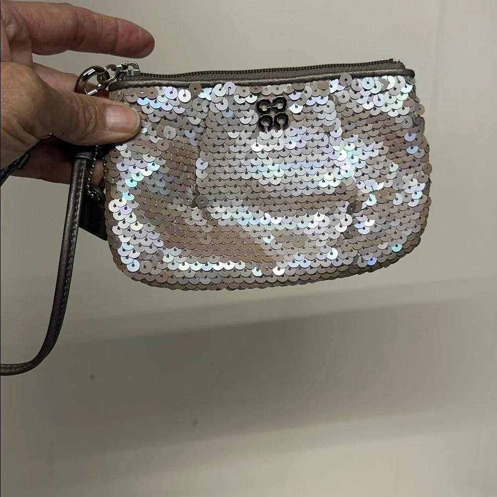 Coach Mermaid Sequin Wristlet with Shimmering Accents